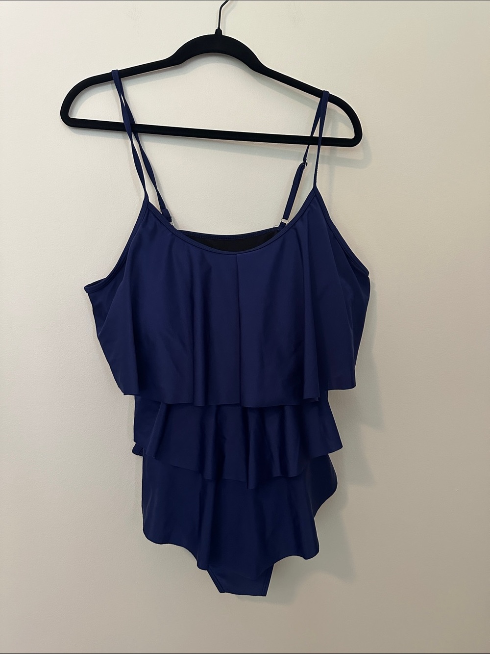 Amazon Women’s Navy Ruffle Tier One-Piece Swimsuit